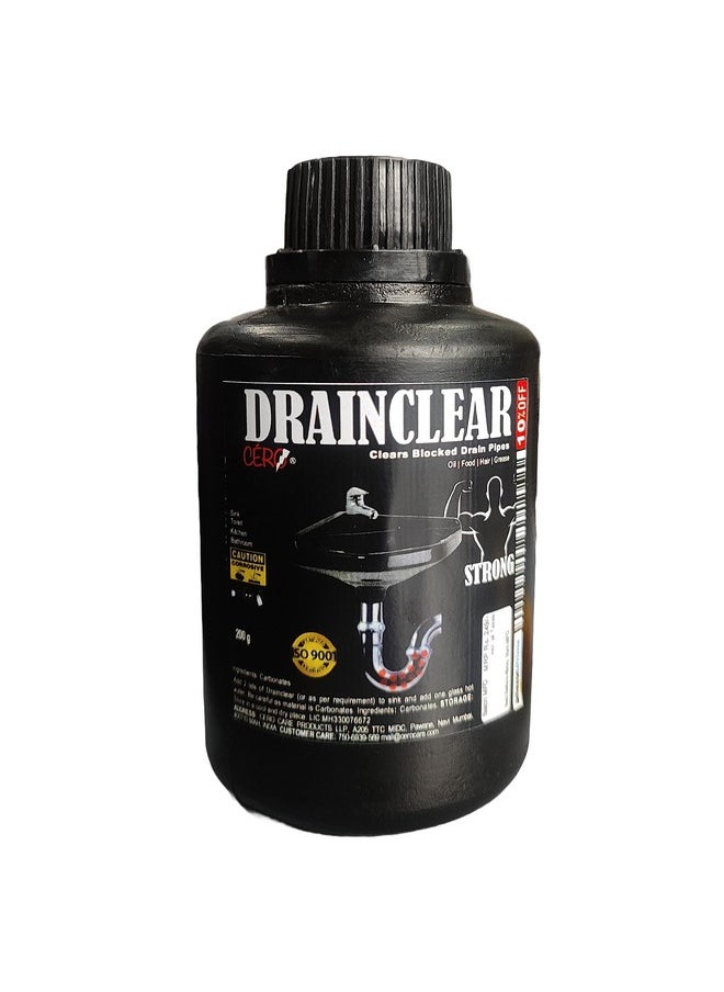 ® Drainclear 1.45% Ww (Dry Powder) To Clear Clogged Drains, Sinks And Pipes (190 Gm)