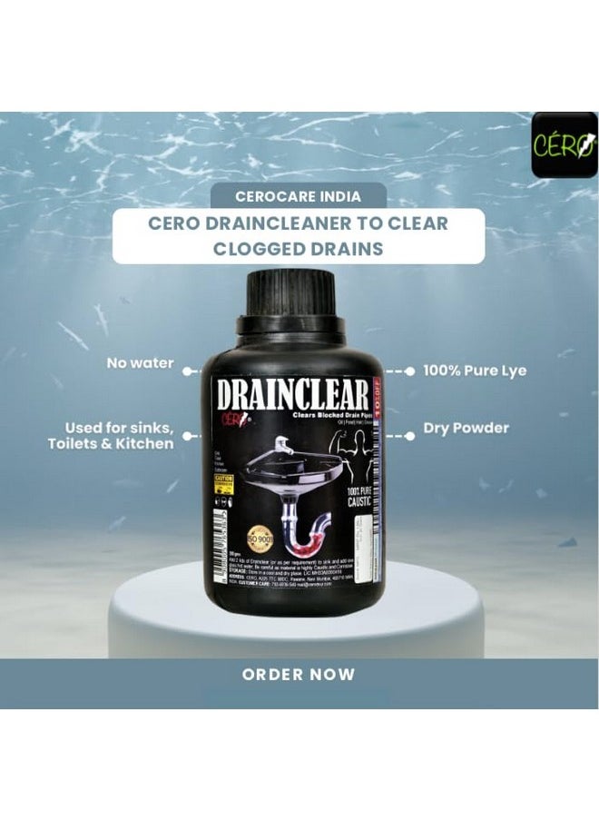 ® Drainclear 1.45% Ww (Dry Powder) To Clear Clogged Drains, Sinks And Pipes (190 Gm)