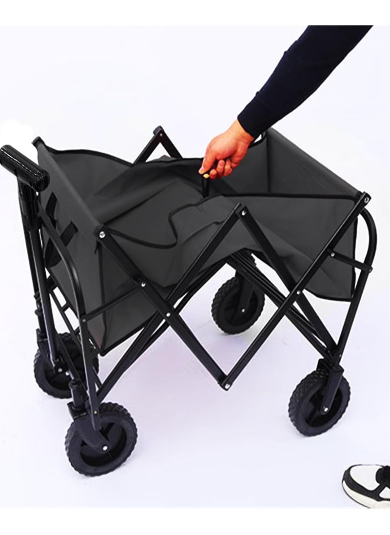 ADAK Collapsible Folding Wagon- Heavy Duty Utility Cart with 360° Rotating 4'' Wheels,150KG Load Capacity, Foldable Design for Camping, Beach, Garden, and Shopping- Durable Alloy, PVC,and Iron