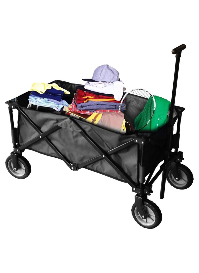 ADAK Collapsible Folding Wagon- Heavy Duty Utility Cart with 360° Rotating 4'' Wheels,150KG Load Capacity, Foldable Design for Camping, Beach, Garden, and Shopping- Durable Alloy, PVC,and Iron