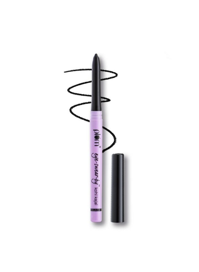 Eye-Swear-By Everyday Wear Kajal Black Waterproof | Creamy Smooth Formula | Smudge-Proof | Twist Up Pencil | Creamy Smooth Glide | Long Lasting Eye Makeup | With Vit E