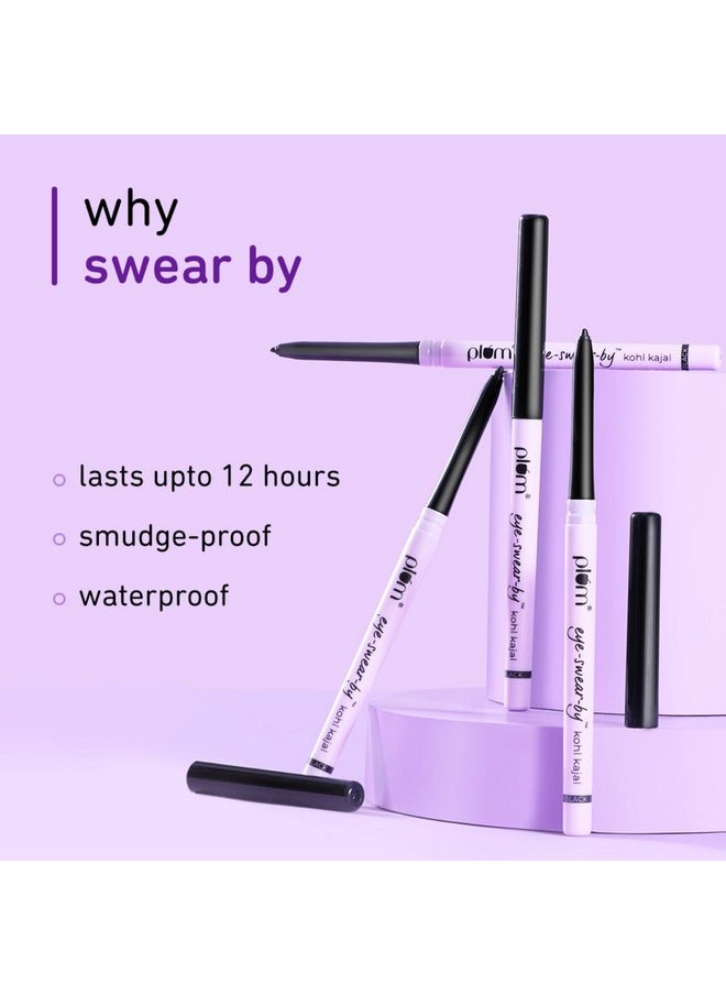 Eye-Swear-By Everyday Wear Kajal Black Waterproof | Creamy Smooth Formula | Smudge-Proof | Twist Up Pencil | Creamy Smooth Glide | Long Lasting Eye Makeup | With Vit E