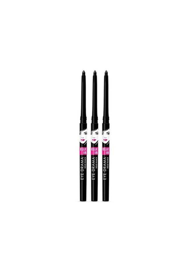 Eye Drama Kajal Cream, Super Black - Smudge-Proof, Waterproof, Matte Finish 0.35 G (Pack Of 3)