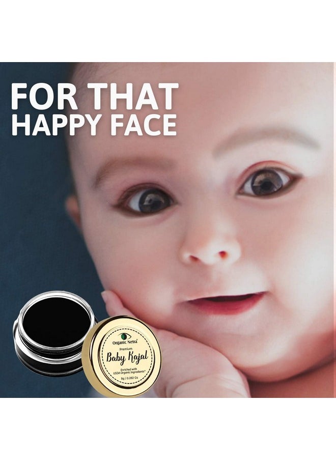 Baby Kajal With No Harmful Chemicals (8G) & Organic Netra Pure Black Kohl Kajal (20G) Combo Set, For Naturally Enchanting Eyes (Set Of 2)