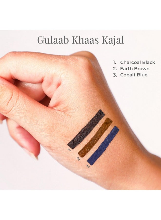 Gulaab Khaas Kajal Cobalt Blue | Made With Cow Ghee & Rose Petals | Natural Highly Pigmented Kajal | Helps In Cooling & Soothing The Eyes