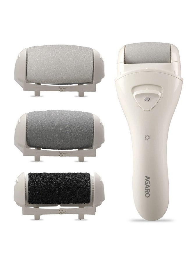 Cr3001 Callus Remover With 3 Interchangeable Head Rollers, Rechargeable For Foot Care, Pedicure Device, Callus & Dead Skin Removal