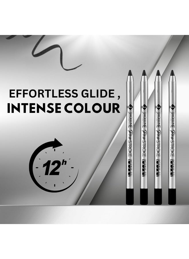 Pro Stroke Intense Gel Matte Kajal And Sharpener 1.2Gm | Waterproof, Smudgeproof & Fadeproof | Longlasting | Super Black Kajal | With Free Sharpener | Nourished With Castor Oil