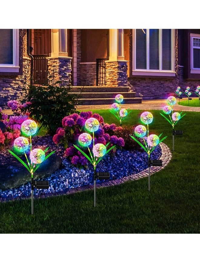 Solar Lights Outdoor Garden Decor 2 Pack Upgraded Dandelion Design with 36 Colorful LEDs Illuminate Your Garden with Solar Path Lights Waterproof