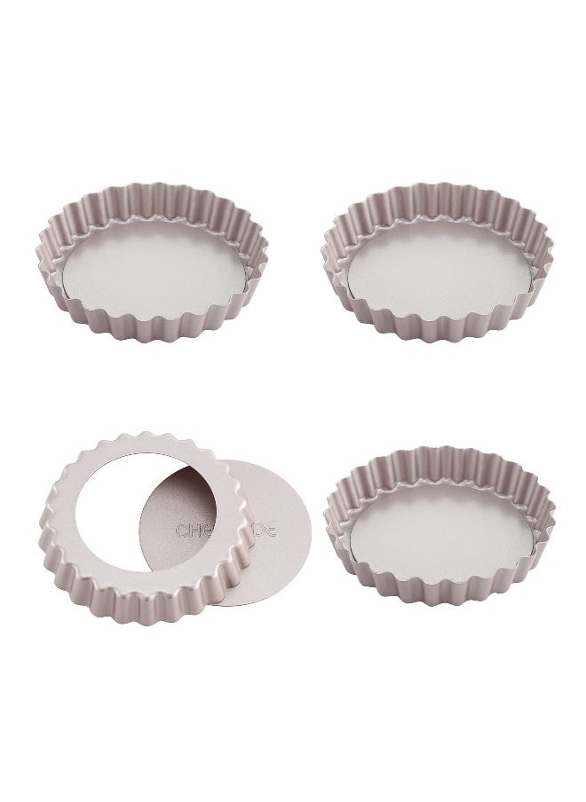 Mini Tart Pan Set 4 Inch 4Pcs with Removable Loose Bottom