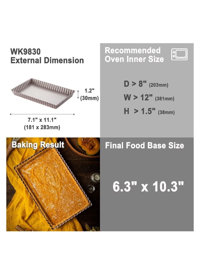 Rectangle Tart Pan 7x11 Inch with Removable Loose Bottom