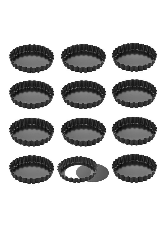 Round Tart Pan Non-Stick 4 Inch 12Pcs with Removable Loose Bottom