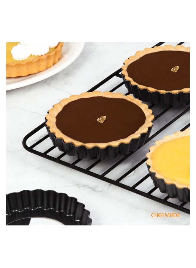 Round Tart Pan Non-Stick 4 Inch 12Pcs with Removable Loose Bottom