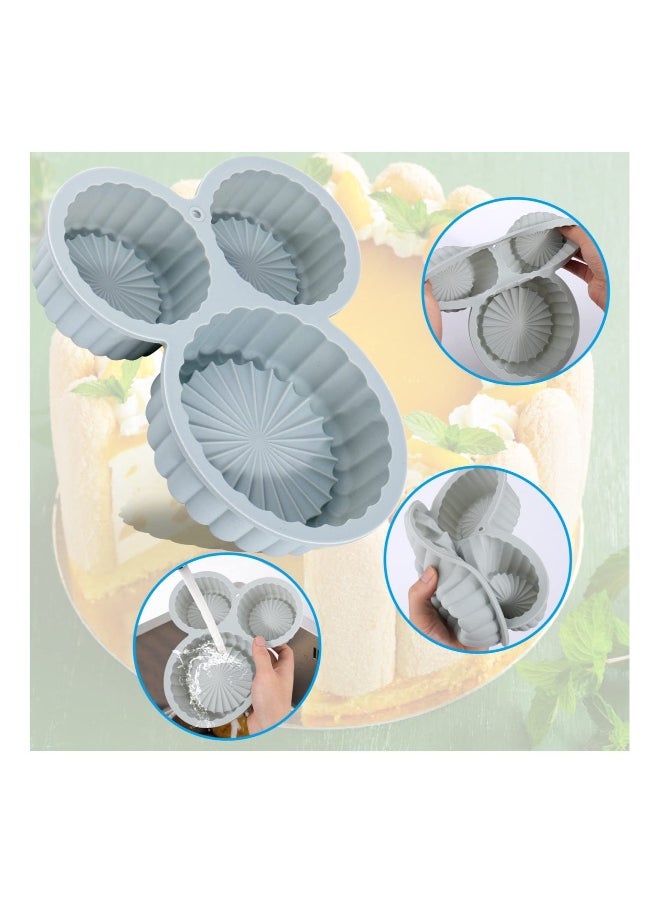 Charlotte Cake Pan Silicone Nonstick 3 Cavity Reusable Round Cake Molds for Baking