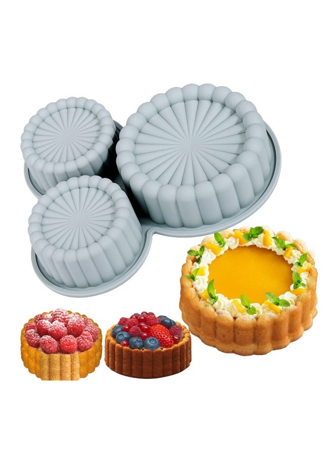 Charlotte Cake Pan Silicone Nonstick 3 Cavity Reusable Round Cake Molds for Baking