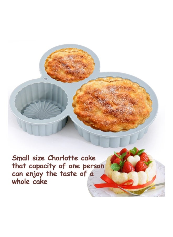 Charlotte Cake Pan Silicone Nonstick 3 Cavity Reusable Round Cake Molds for Baking