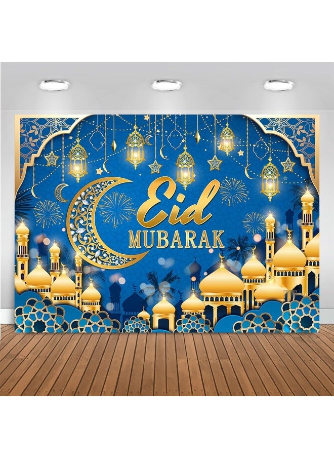 Ramadan Mubarak Door Cover Ramadan Decorations for Home, Large Eid Mubarak Ramadan Backdrop with Moon Castles Sign for Muslim Indoor Outdoor Decor Party Supply