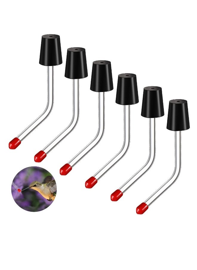 6 PCS Hummingbird Feeder Tubes with BB Hummingbird Feeder Replacement Parts, Bendable Garden Bird Feeder with Stoppers (Red)