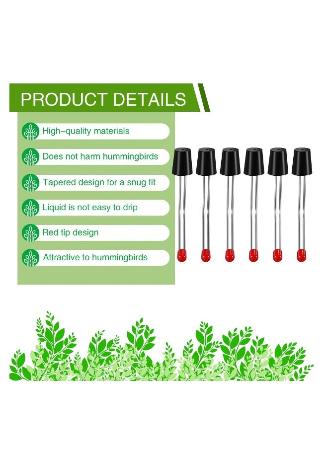 6 PCS Hummingbird Feeder Tubes with BB Hummingbird Feeder Replacement Parts, Bendable Garden Bird Feeder with Stoppers (Red)