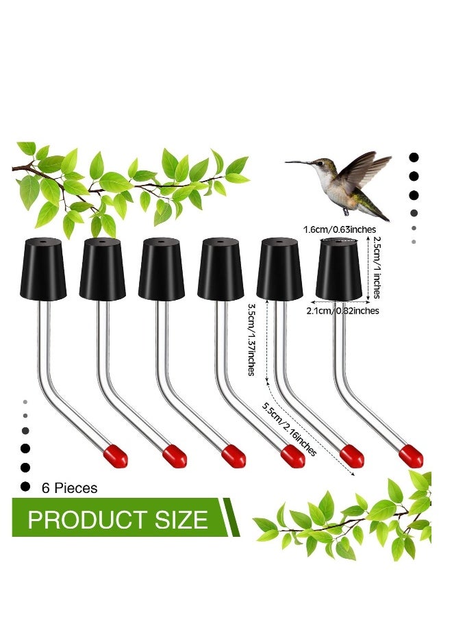 6 PCS Hummingbird Feeder Tubes with BB Hummingbird Feeder Replacement Parts, Bendable Garden Bird Feeder with Stoppers (Red)