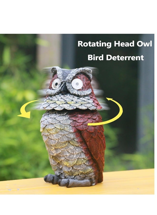 Garden Owl Statue Resin Owl Figurines with Solar Powered Light Eyes to Scare Birds Away Outdoor Owl Decorations for Patio Yard Porch Lawn Ornament Gift