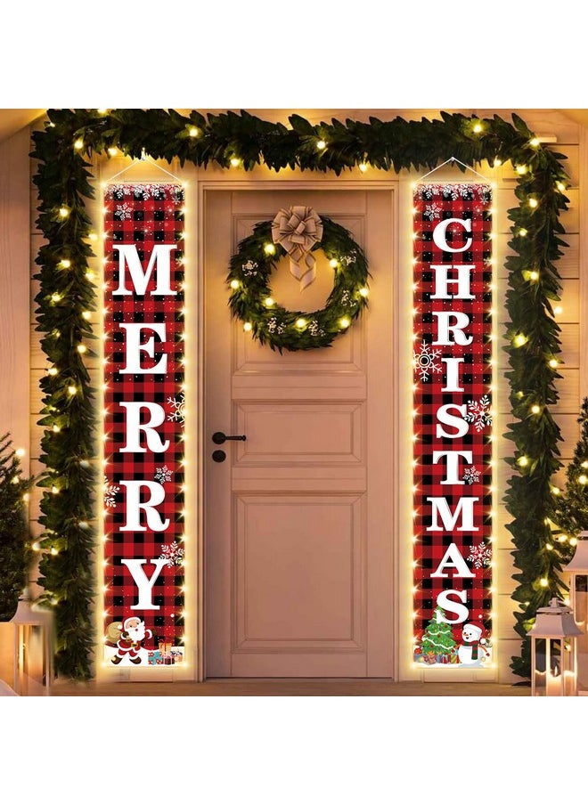 71 X 12 Inches Merry Christmas Lighted Banner For Doorway Porch Yard, Festive Xmas Holiday Theme Decor Outdoor Indoor Front Door Wall Welcome Hanging Led Banner Door Sign Decorations Party Supplies