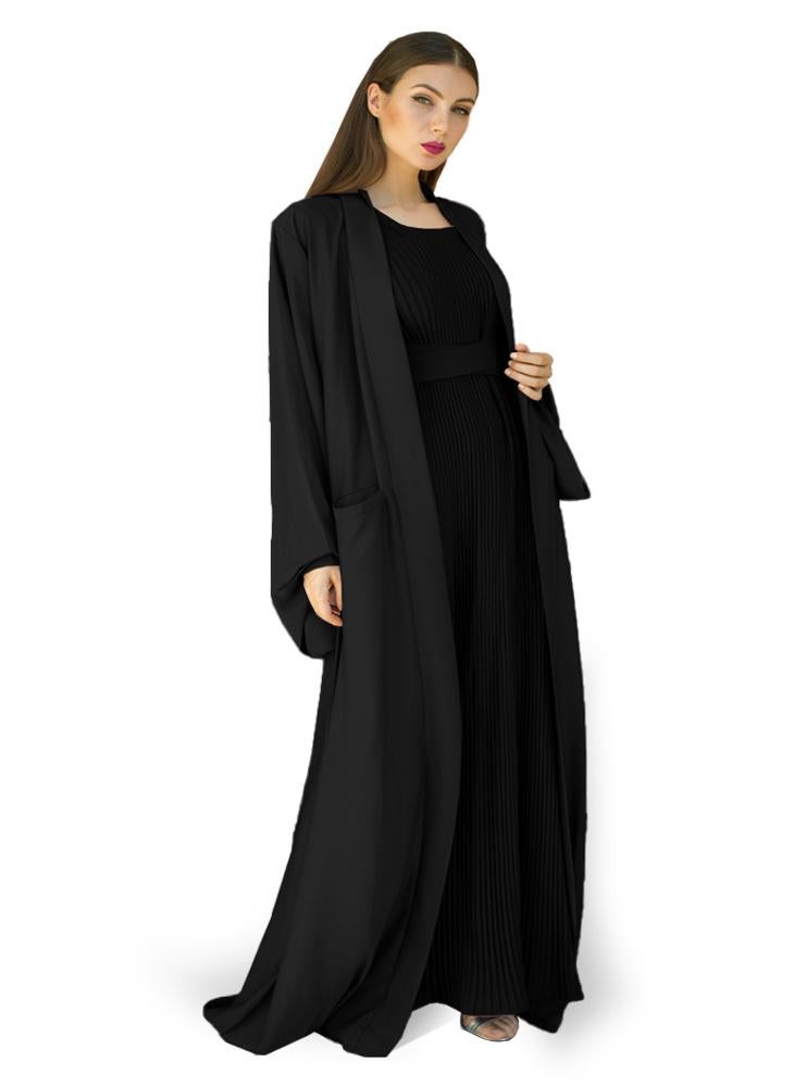 Black color Abaya with Inner dress- 2pcs set-602C0