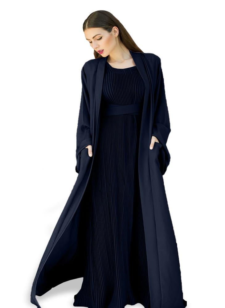 Blue Charcoal color Abaya with Inner dress- 2pcs set-602C19