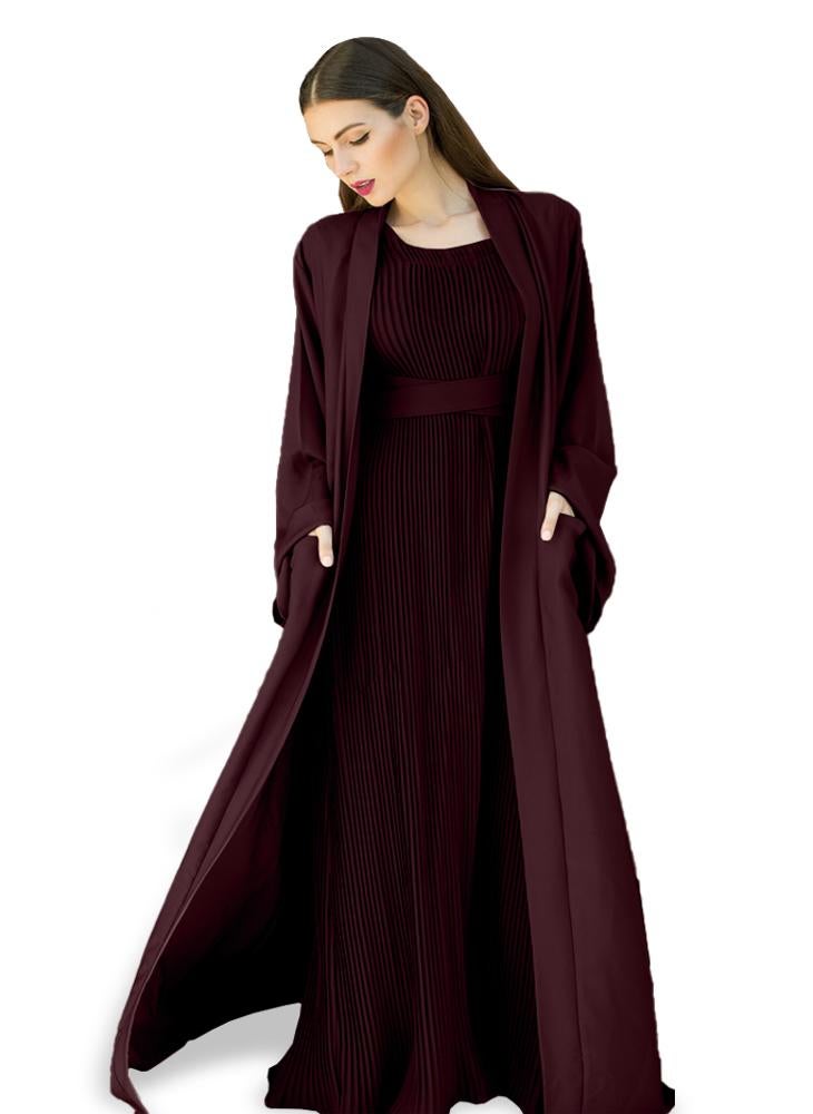 Open Abaya with Inner dress 2pcs set 602C21