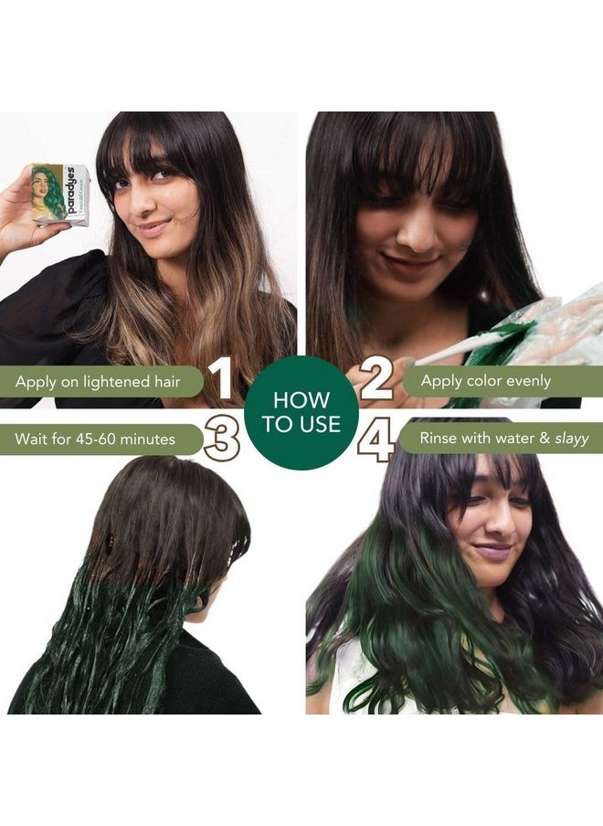 Semi-Permanent Emerald Green Diy Conditioner Based Hair Colour Infused With Aloe-Vera, Bhringaraj, Brahmi, Almonds & Amla 120 Gm