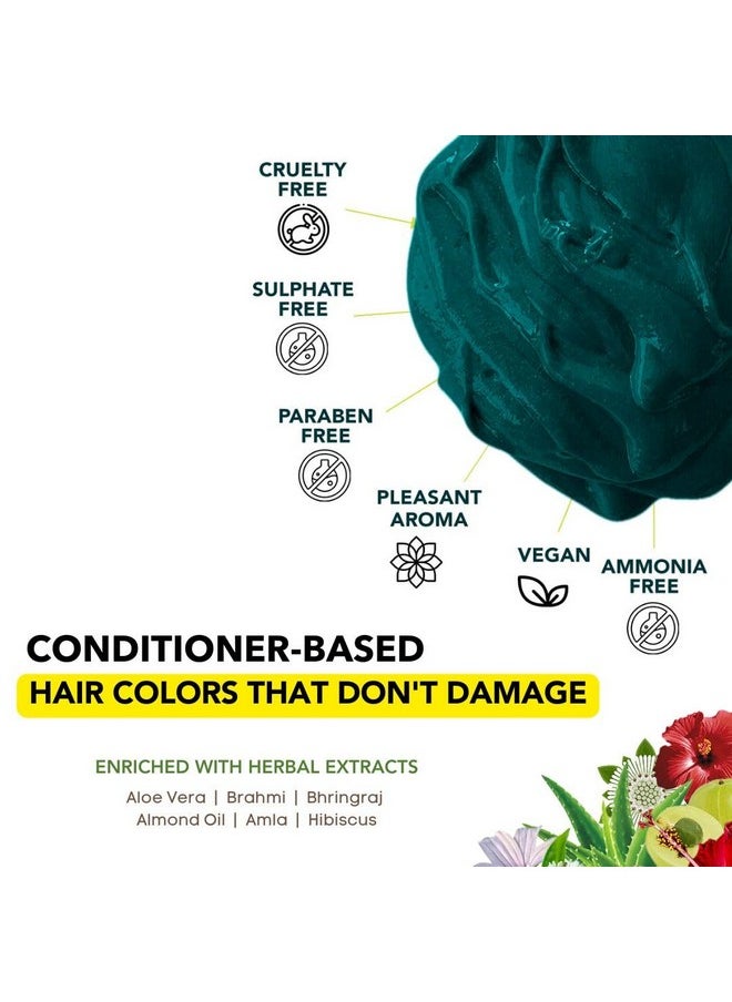 Semi-Permanent Emerald Green Diy Conditioner Based Hair Colour Infused With Aloe-Vera, Bhringaraj, Brahmi, Almonds & Amla 120 Gm