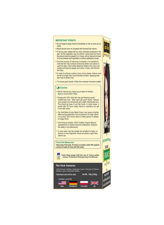 100% Botanical Hair Color For Men & Women, Boon For People Allergic To Chemical, No Ppd, No Ammonia, No Chemical (Soft Black)120G