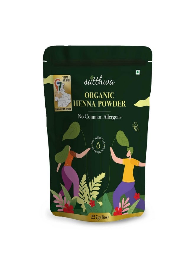 Organic Henna Powder | Sojat Mehndi | 227Gm | 100% Natural Lawsonia Inermis | For Nourishment & Deep Conditioning, Rich Brown Hair Colour & Covering Greys