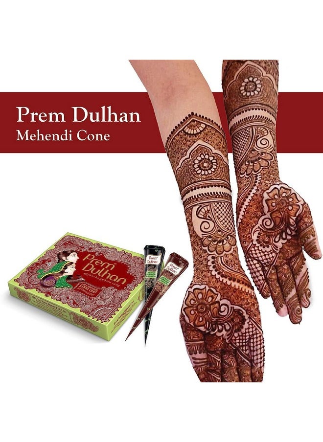 Mehendi Cone 12Pc In 1 Box, 100% Pure Leaf Of Natural Henna No Chemicals, No Ppd, Green & Cone Black(Pack Of 1)