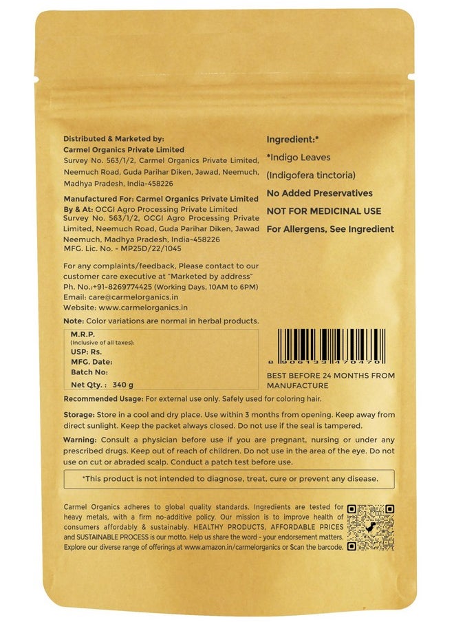 Indigo Leaves Powder (340 Grams) For Hair Colour | Natural | No Added Colour Or Preservatives | Avuri Akulu Powder | Indigofera Tinctoria Powder