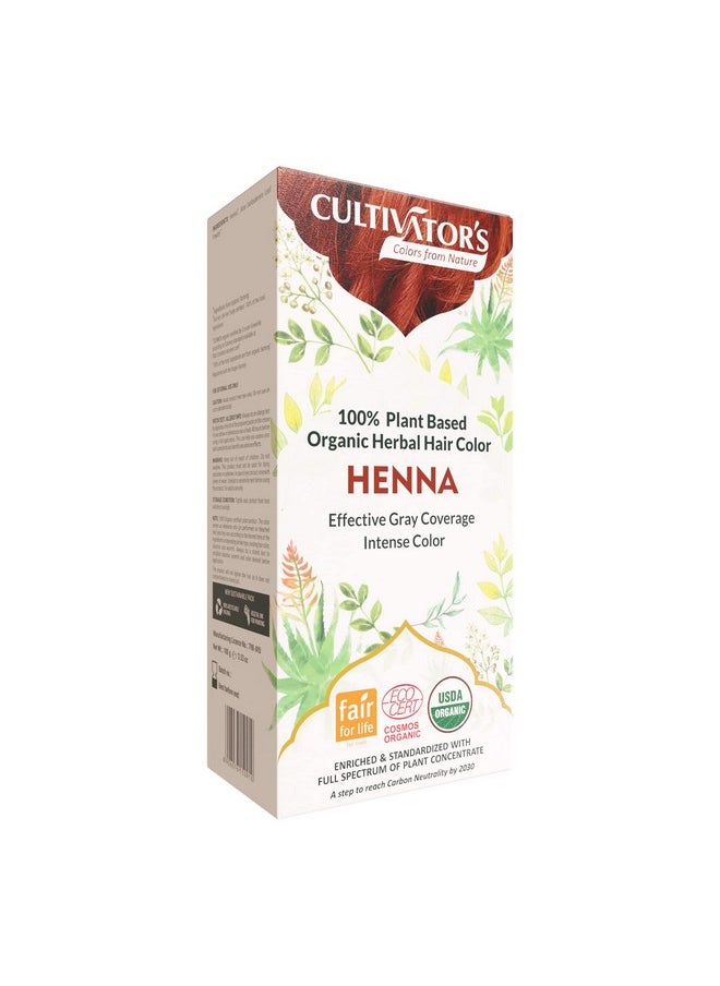 100% Pure Organic Henna Powder For Hair | Natural Henna Powder For Hair Color And Growth | Usda Certified Henna Powder For Hair No Chemical Or Additive | Ayurvedic Heena -100Gm