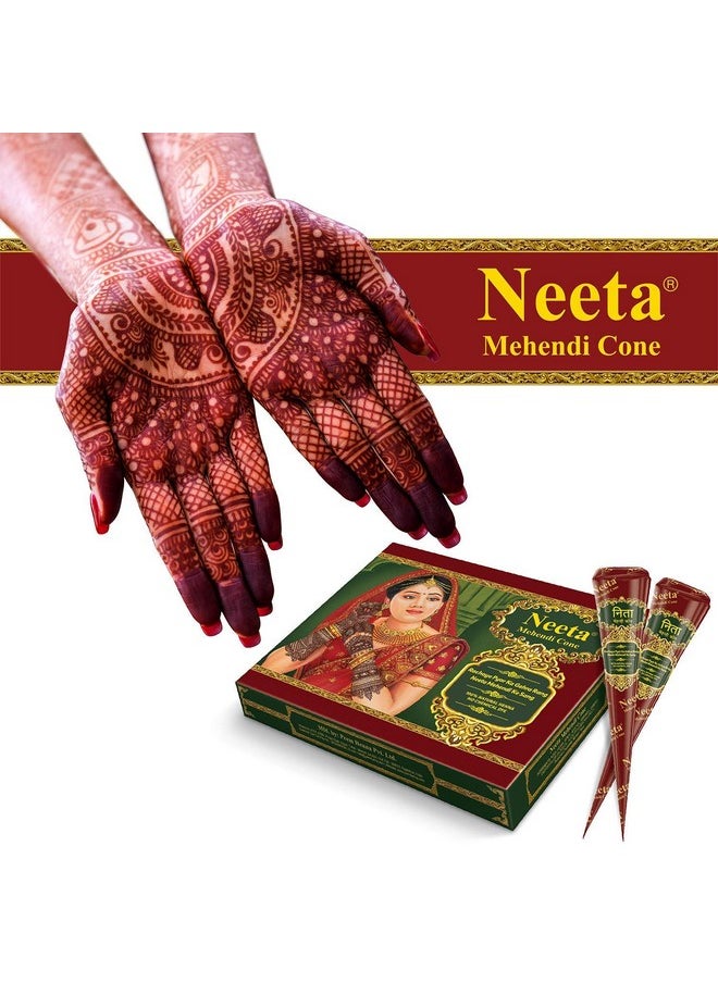 Mehendi Cones For Hand 12 Pcs In 1 Box (Pack Of 5) Bridal Mehndi Cones Natural Mehendi Cone For Wedding, Hand Designing, Reddish Brown Color Long Lasting Niddle Cones For Women