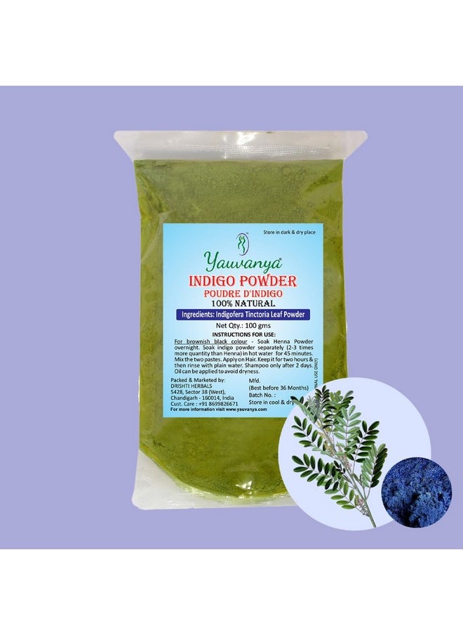 100% Pure Indigo (Neel) Powder - 100 Gms | Indigofera Tinctoria | Natural Hair Color | Chemical Free Hair Dye (Pack Of 1)