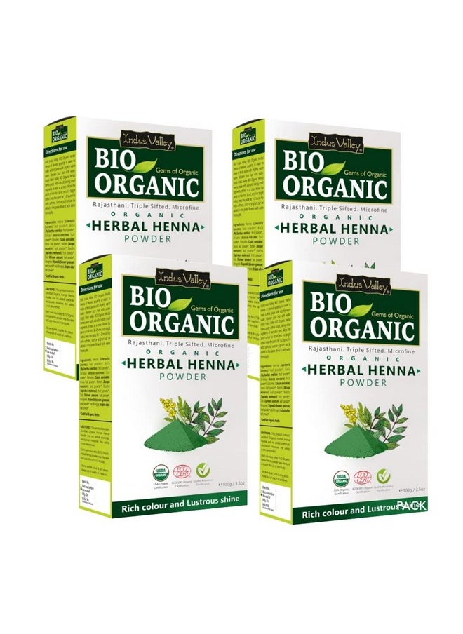 Bio Organic Herbal Henna Powder, 100G*4=400G - Green