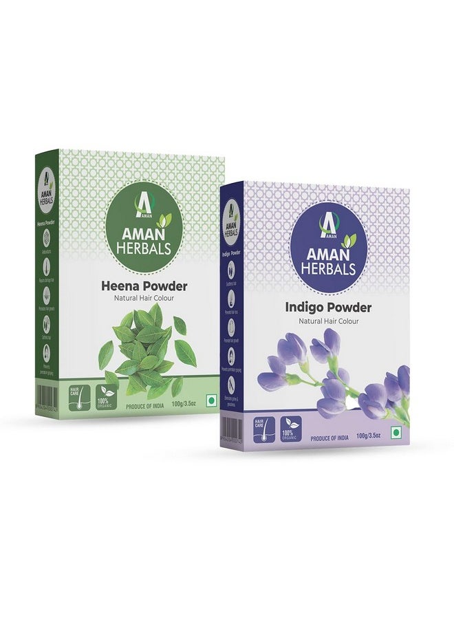 Herbals - Natural Organic Hair Care Perfect Combination Henna Powder And Indigo Powder Combo Of 2 (Each 100 Gm)