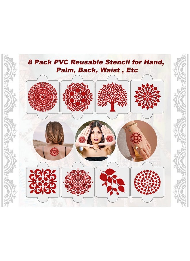 Set Of 20 Pcs Combo Pack, Reusable Mehndi Stencil Sticker Latest Mehandi Design Stencils For Girls, Women, Kids & Teen, D-2021