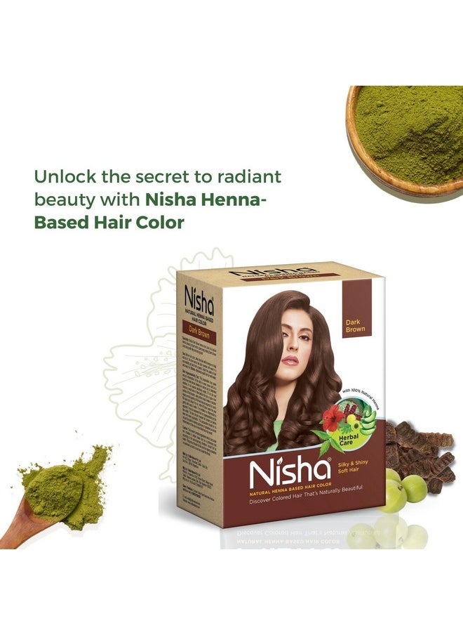 Henna Based Hair Color Dark Brown 60G Pack Of 2, Henna Powder Hair Color Dye Brown Hair Colour