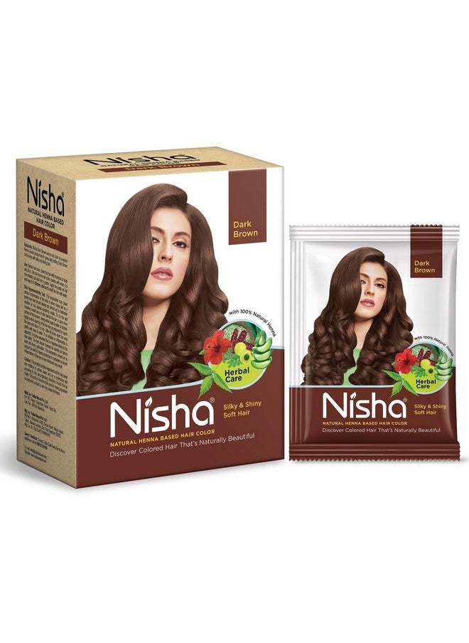 Henna Based Hair Color Dark Brown 60G Pack Of 2, Henna Powder Hair Color Dye Brown Hair Colour