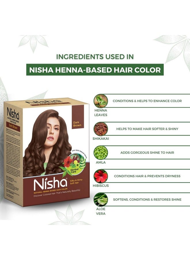 Henna Based Hair Color Dark Brown 60G Pack Of 2, Henna Powder Hair Color Dye Brown Hair Colour