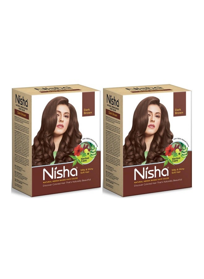 Henna Based Hair Color Dark Brown 60G Pack Of 2, Henna Powder Hair Color Dye Brown Hair Colour