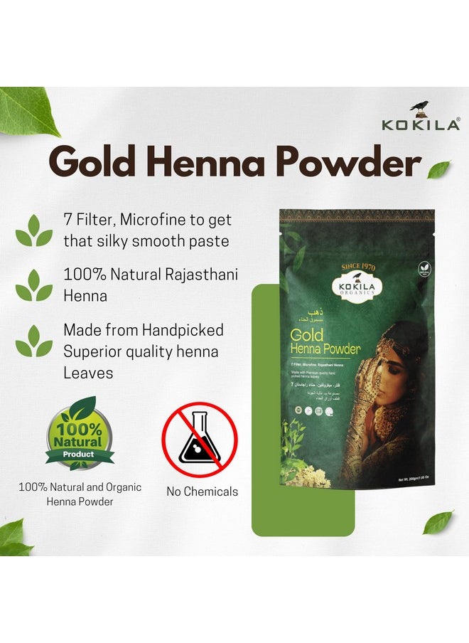 Gold Henna Powder 7 Filter Natural For Hand And Feet, Mehndi Powder - 200Gm