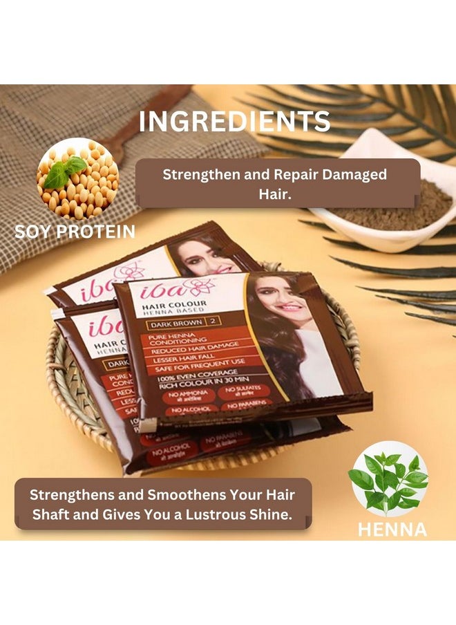 Hair Colour For Women - Dark Brown, 70G (Pack Of 3) | 100% Pure Henna Based Powder Sachet | Natural Hair Colour & Long Lasting With Conditioning Formula| Reduced Hair Fall & Hair Damage | Shine & Nourish Hair | Free From Ammonia And Other Harmful Chemicals | Herbal Hair Powder For Hair Colour | Dark Brown Henna