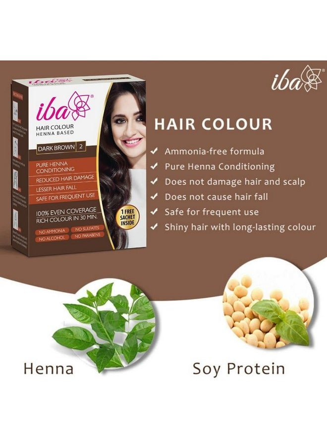 Hair Colour For Women - Dark Brown, 70G (Pack Of 3) | 100% Pure Henna Based Powder Sachet | Natural Hair Colour & Long Lasting With Conditioning Formula| Reduced Hair Fall & Hair Damage | Shine & Nourish Hair | Free From Ammonia And Other Harmful Chemicals | Herbal Hair Powder For Hair Colour | Dark Brown Henna