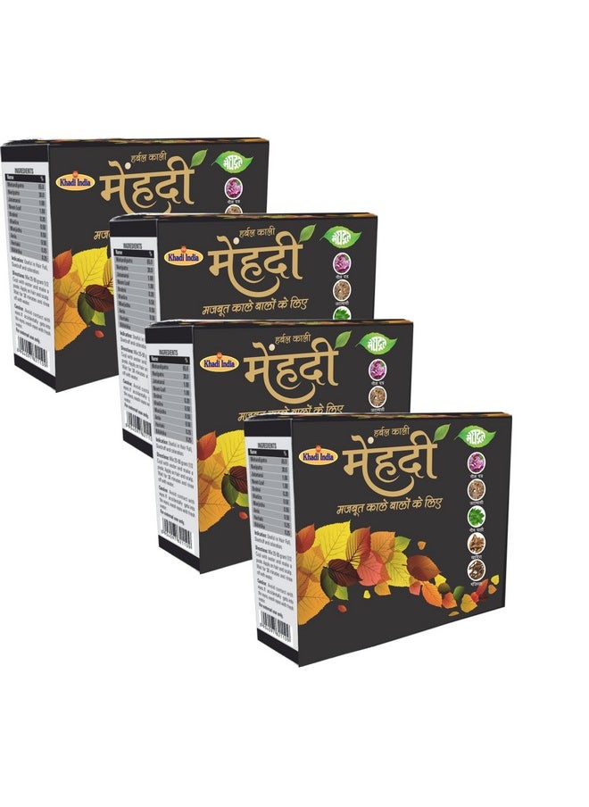 Herbal Kali Mehandi| Khadi Kali Mehandi/Henna For Strong Hair| Herbal Black Mehndi For Natural Black| From Renowned Khadi Brand Kali Mehndi 60Gm (Pack Of 4), 240 Grams