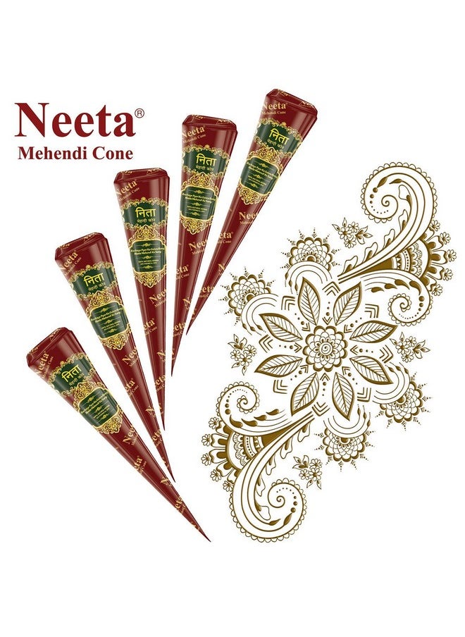 Mehendi Cones For Hand 12 Pcs In 1 Box (Pack Of 4) Bridal Mehndi Cones Natural Mehendi Cone For Wedding, Hand Designing, Reddish Brown Color Long Lasting Niddle Cones For Women