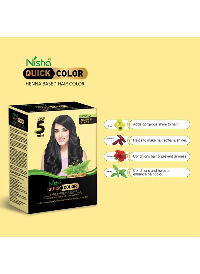 5 Minutes Quick Hair Colour For Women & Men | Henna Based Hair Color | 100% Gray Coverage With No Ammonia- Black (Pack Of 3)